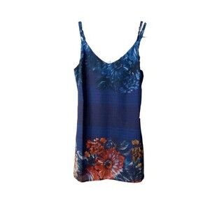 CAbi #3434 Artist Cami Blouse Shirt Tank Top Floral V-Neck Purple Red Blue Sz XS